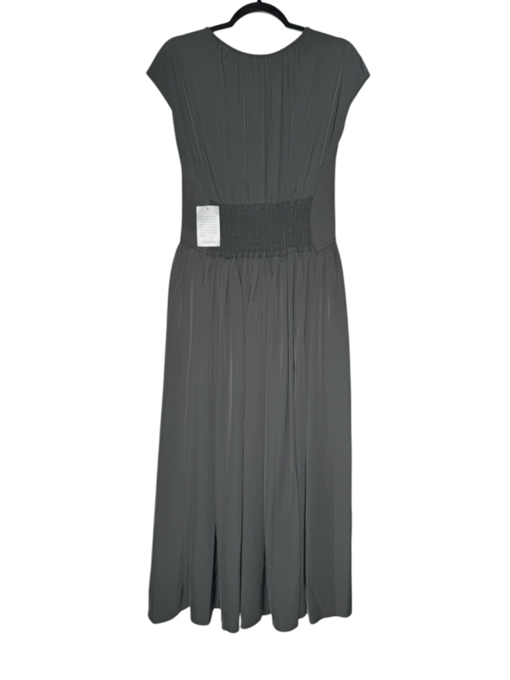 Max Studio London Maxi Dress Medium Gray Short Sleeve Sculpted Waist Stretch NEW - Picture 2 of 9